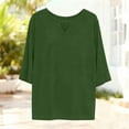 thumbnail image 4 of Lenpel Women's Plus Size Tops 3/4 Length Sleeve Crew Neck Cut out T Shirts Soft Casual Tees Loose Tunic Blouses(Army Green,4X-Large), 4 of 7