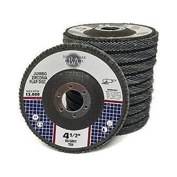 Benchmark Abrasives 4.5" x 7/8" High Density Jumbo Zirconia Type 29 Flap Disc 100 Pack - 80 Grit