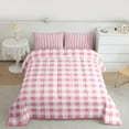 thumbnail image 2 of Feelyou Pink Plaid Full Size Comforter Sets, Stripes Lines Buffalo Bedding Sets, 3pcs, 2 of 8