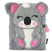 PinkSheep Koala Furry Diary with Lock and Key for Boys Girls, Private Fuzzy Journal Notebook for Kids