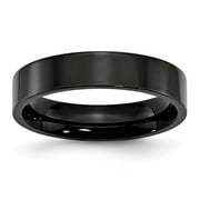 Stainless Steel 5mm Black Ip-plated Polished Flat Band Ring - Ring Size: 6 to 13
