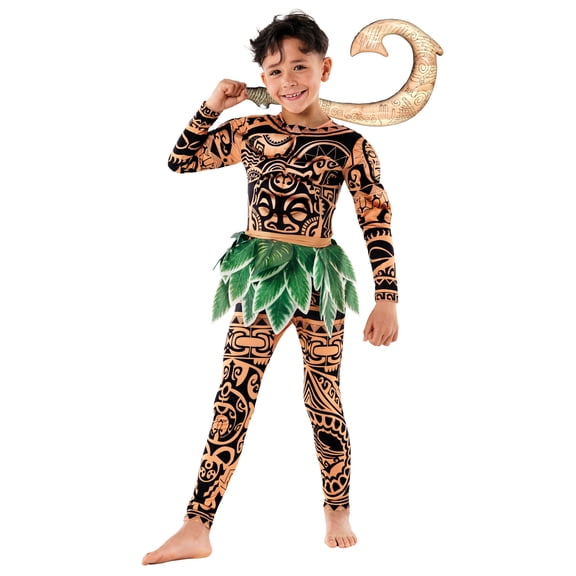 Morph Morph Demi-God Costume For Kids - Hawaiian Costume For Boys - Halloween Costume For Kids - Fun Dress-Up Outfit Halloween Costume For Boys Multicolored 10-12 Years
