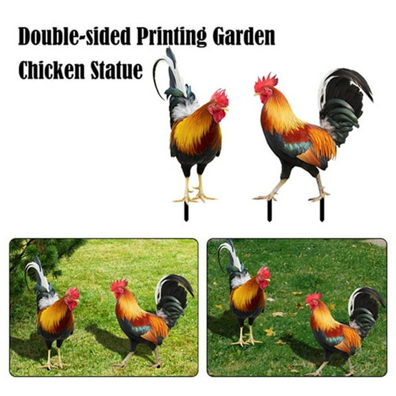 Rooster Decoration, Solar Garden Statue Metal Chicken Yard Art for Patio , Farmhouse, Chicken Yard Art Decor, Standing Animal Ornament
