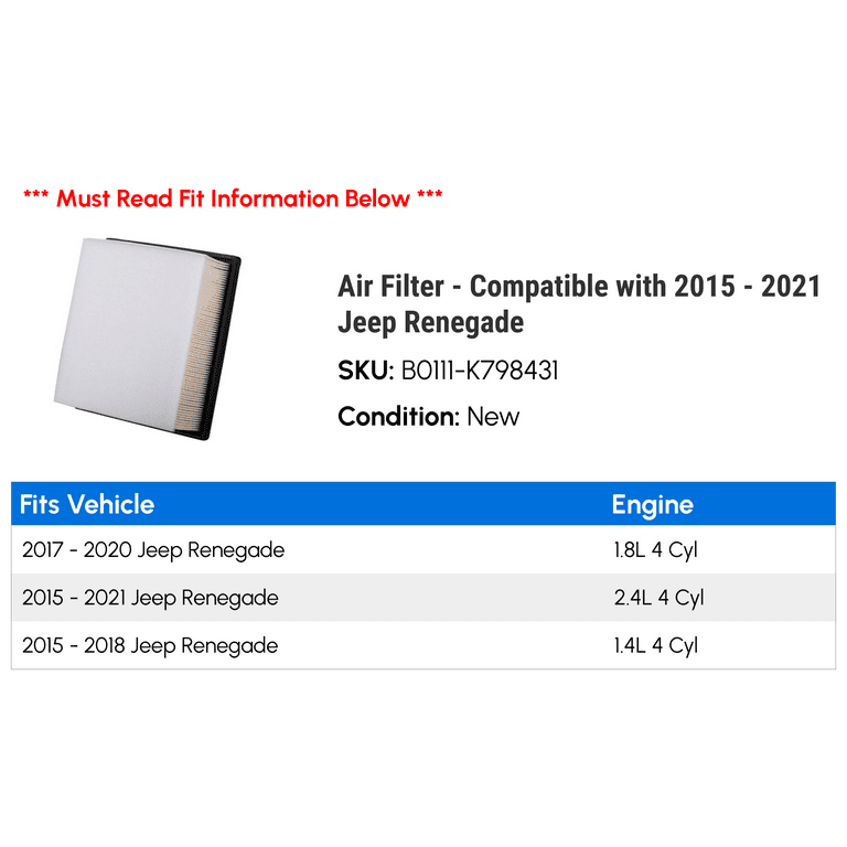 2017 jeep renegade sale cabin air filter