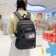 thumbnail image 5 of Foral School Backpack, Multi-layer Backpack with Star Pendant&Mini Pendant Bag, Lightweight Loptop Backpack for Middle School College, Black, 5 of 6