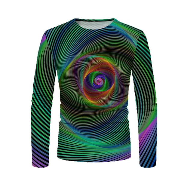 Camiseta diaria unisex para hombre Impresión 3D Color degradado Vertigo Estampados gráficos Estampado geométrico Camisetas de manga larga Pompotops oipoqjl4065