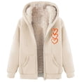 thumbnail image 2 of Fartey Womens Sherpa Lined Jacket Fashion Casual Fleece Drawstring Hooded Coat Winter Warm Long Sleeve Jackets Cute Heart Print Outerwear with Pockets, 2 of 4