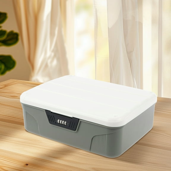 Lockable Storage Container Plastic Lockable Storage Box 4 Digit Password Storage Organizer High Security Lockable Storage Bin Sturdy Lockable Storage Bin Portable Locking Box for Home