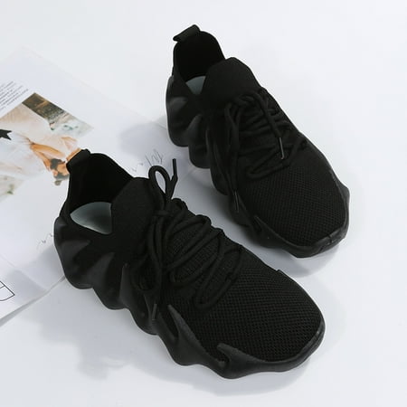 

Women‘s Lightweight Knit Sneakers Breathable Solid Color Low Top Lace Up Casual Shoes Women‘s Running Shoes