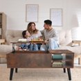 thumbnail image 4 of PRZL Lift Top Coffee Table with Hidden Compartment - Modern Living Room Dining Table with Rising Tabletop Lifttop Desk for Apartment, Home, Condo (Rustic Brown), 4 of 8