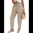 thumbnail image 1 of Pantalones de con Cordón Ajustable para Mujer, Pantalones de Playa de Verano con Cintura Elástica. Caqui M, 1 of 10