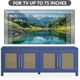 thumbnail image 3 of JYED Mid Century Modern TV Stand for TVs up to 75", 69.5" W Blue Entertainment Center with 4 Gold Metal Mesh Doors - Wood Grain MDF TV Console, Media Storage, 3 of 8