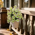 thumbnail image 4 of Artificial Trumpet Flowers with Ground Spikes for Outdoor Garden Decor, Fake Plastic Flower Stakes for Yard, Lawn, and Indoor Flower Pots, White 16 inch, 4 of 6