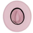 thumbnail image 4 of Light Pink Fedora Panama Upturn Wide Brim Cotton Blend Felt Hat, 4 of 4