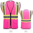 thumbnail image 2 of Chaleco de seguridad SULWZM con bolsillos con cremallera Reflective Pink XL, 2 of 6