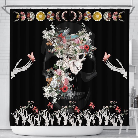 Skull Shower Curtain Skeleton Shower Curtain TTY219SH - 71x74 inches