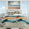 thumbnail image 2 of Designart "Vibrant Waves In Blue And Orange" Coastal Bedding Covert Set - Nautical & Coastal Bed Set With 2 Shams, 2 of 5