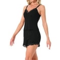 thumbnail image 4 of INSPIRE CHIC Women's Pajama Sets Sleeveless Lace Spaghetti Strap Lingerie Shorts Set XS Black, 4 of 6