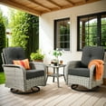 thumbnail image 2 of XIZZI 3-Piece Patio Furniture Set High Back Patio Conversation Chairs Set Outdoor Swivel Glider Rocker Chairs Wicker Outdoor Rocking Swivel Chairs with Side Table for Porch, Black, 2 of 11