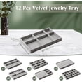 thumbnail image 2 of Inbagi 12 Bandejas Pequeñas de Terciopelo de Joyería Organizr de Cajón Apilable Inserta Dividida de Exhibir Aretes (Gris), 2 of 3