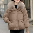 thumbnail image 2 of Winter Warm Coats for Womens Fashion Plus Size Long Sleeve Hoodless Solid Color Zipper Pocket Top Casual Coat, 2 of 3