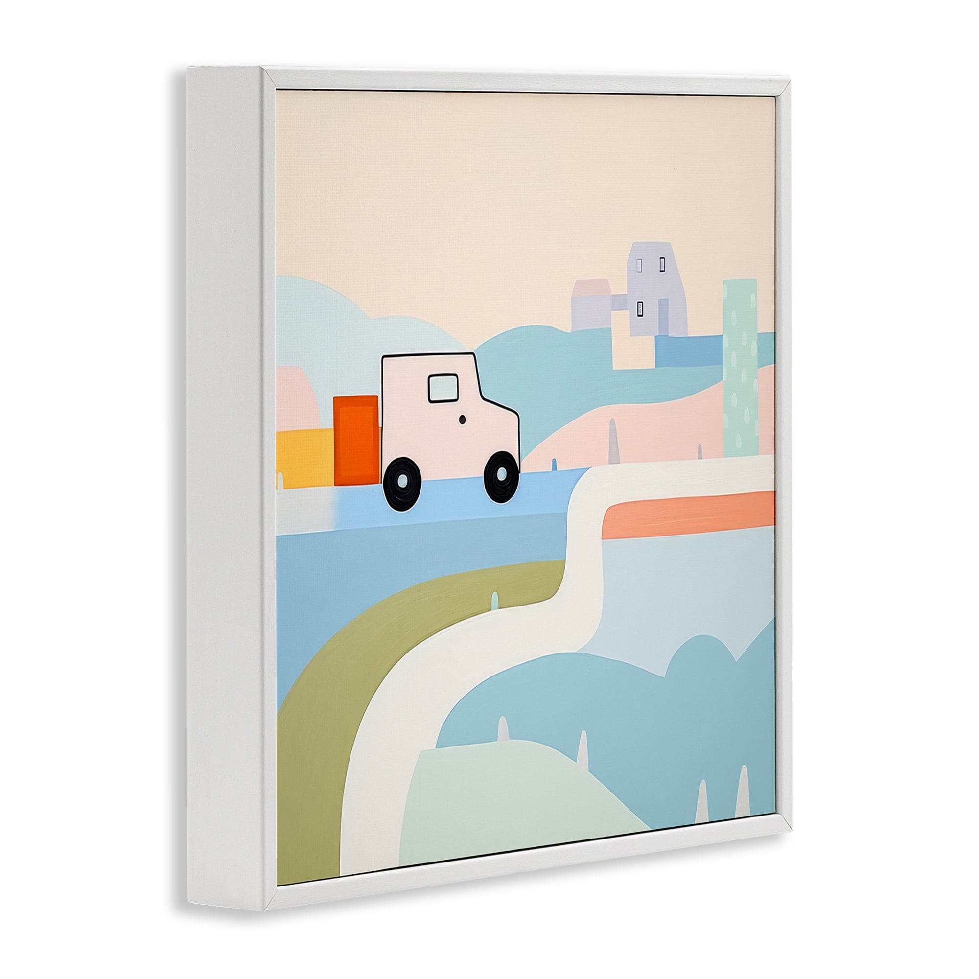 Stupell Industries Imagination On Wheels Landscape Painting White Framed Art Print Wall Art, 17 x 17