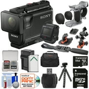 Sony Action Cam HDR-AS50R Wi-Fi HD Video Camera Camcorder & Remote + Finger Grip + Helmet Mounts + 64GB Card + Battery & Charger + Case + Tripod Kit