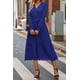 thumbnail image 3 of Vestido largo azul con escote en V, manga larga y estampado floral estilo bohemio PRETTYGARDEN talla L, 3 of 6