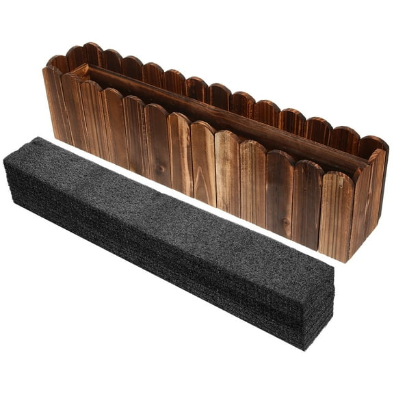 IBASETOY Indoor Window Planter Rectangular Wood Flower Pot for Balcony 1Pack