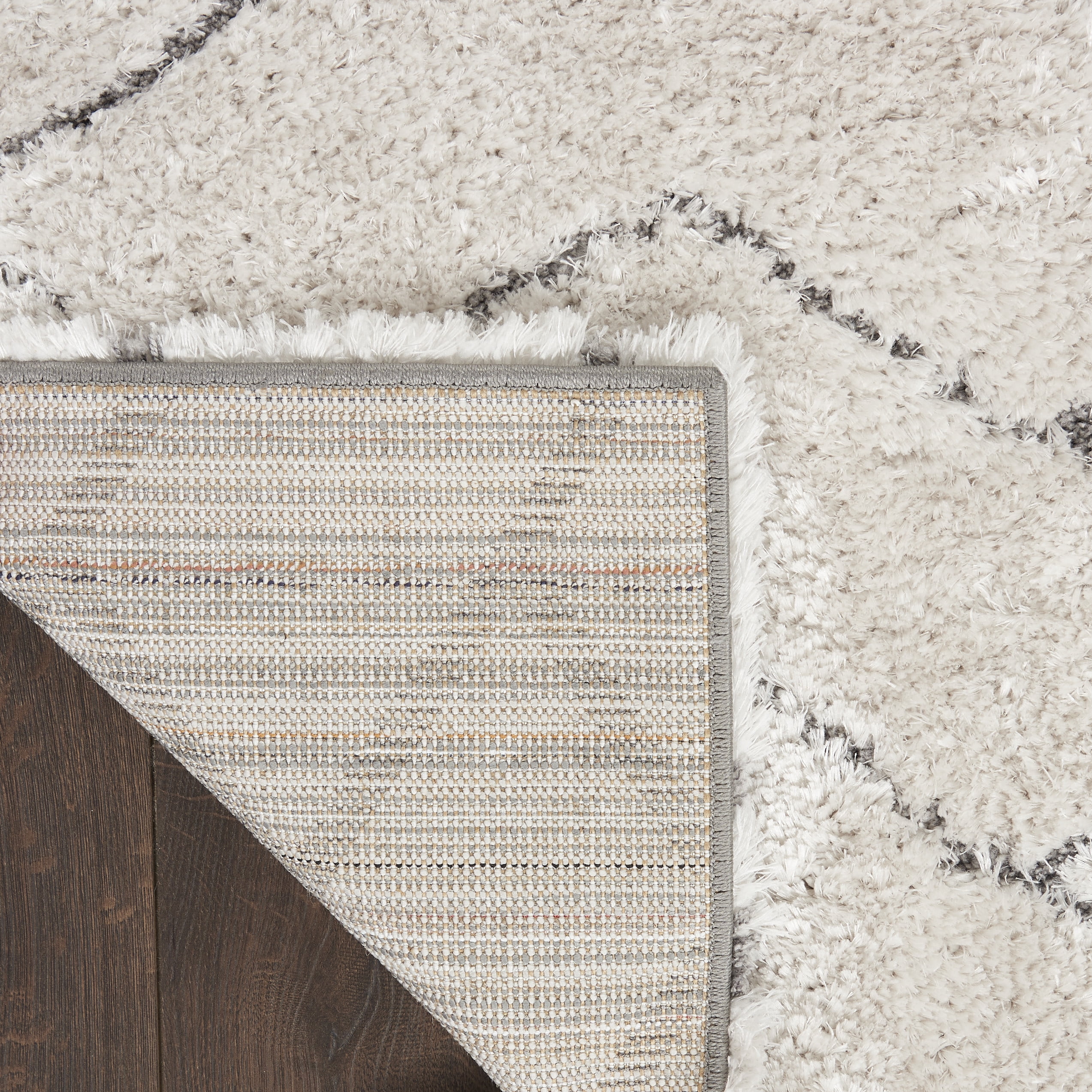 Nourison Dreamy Shag Abstract Contemporary Ivory/Grey 5'3" x 7'3" Area Rug