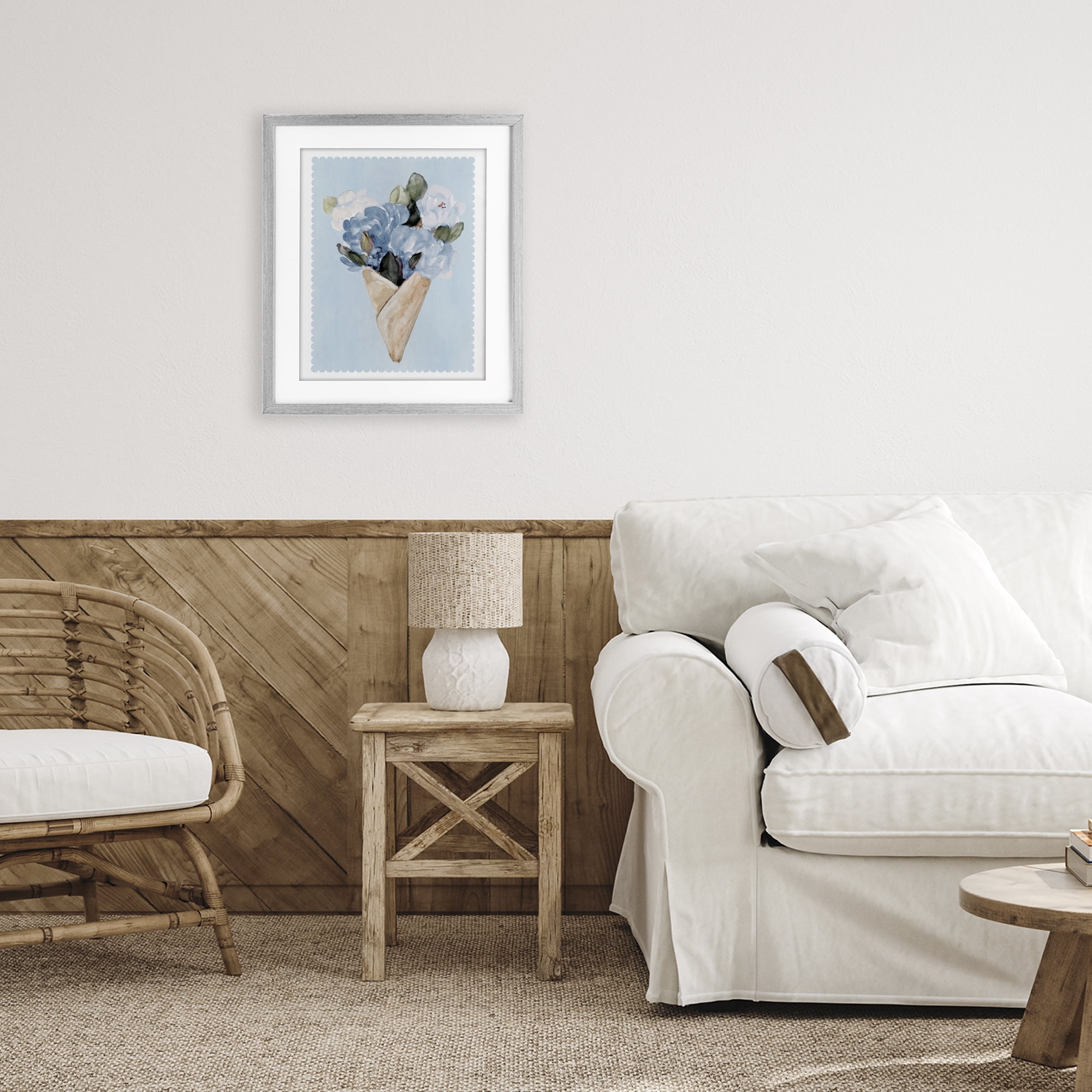 Stupell Industries Blue Gift Bouquet Gray Framed Print Under Glass, design by Lanie Loreth