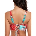 thumbnail image 4 of Ocean Blues Women's Retro Bow Tie Cutout Bikini Top Lace Up Back Floral Swimsuit Plunging Padded Bathing Suit Top, 4 of 6