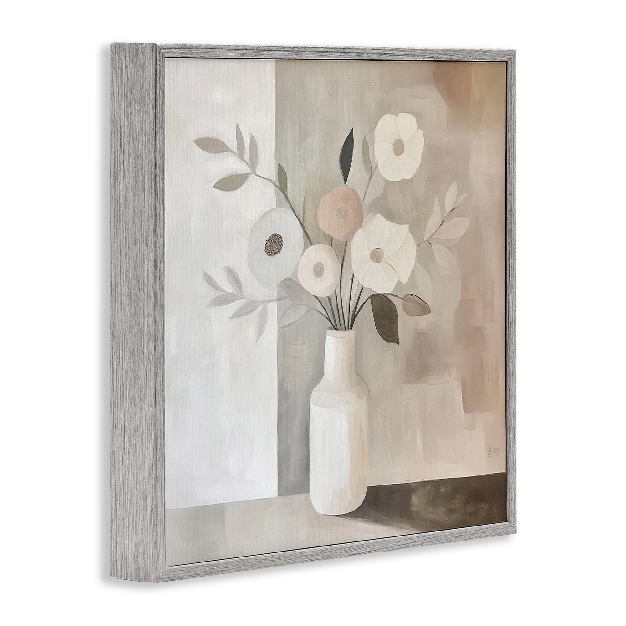 Stupell Industries Minimalist Muted Flower Vase Gray Framed Giclee Art, design by Heidi Kuntz