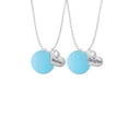 thumbnail image 2 of Delight Jewelry Acrylic 1" Disc Hot Blue Imitation Pearl Mother & Daughter Heart Necklaces (Set of 2), 19"+2", 2 of 4