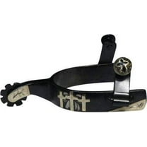 Showman Black Steel Spurs w/ Engraved Silver Crosses & Accents