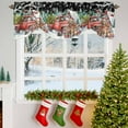thumbnail image 3 of Christmas Dog Tie Up Valances Curtain, Winter Truck Pine Tree Berry Snowing Black Adjustable Rod Pocket Short Window Treatment Tie Up Curtains Valances for Kitchen Living Room Bathroom 60x18 Inches, 3 of 9