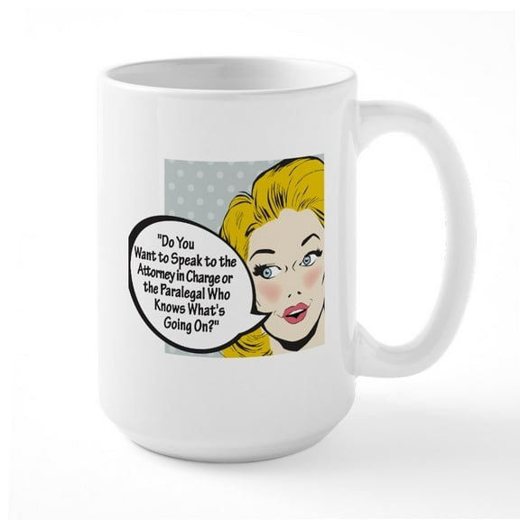 CafePress - Paralegal In Charge [Toon Edi Large Mug - 15 oz Ceramic Large White Novelty Mug