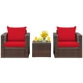 thumbnail image 2 of Boyel Living 3-Piece Patio Rattan Furniture Set Cushioned Conversation Set Coffee Table Set, Red, 2 of 6
