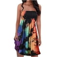 thumbnail image 1 of KIHOUT Robes d'Été pour Femmes, Robe Tube Aguichant Sans Bretelles à Imprimé Sans Manches Ligne A Jupe Robe Multicolore G, 1 of 9