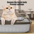 thumbnail image 5 of Semi-Enclosed Large Cat Litter Box, High Sides Odor Cat Litter Pan with Cat Scooper, Top Entry Cat Litter Box, Detachable Easy Clean, Cat Necessities 14.57x10.63x3.15 Inch (Gray), 5 of 6