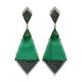 thumbnail image 1 of Pave Diamond Tsavorite Malachite Gemstone Drop/Dangle Earrings 18k Yellow Gold, 1 of 3