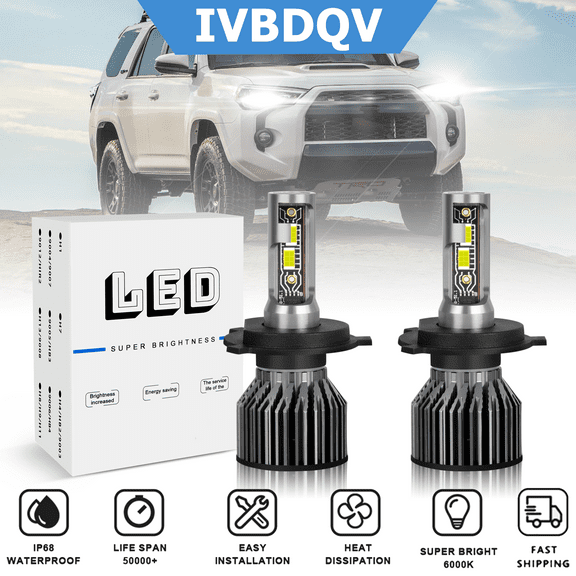 For Toyota 4Runner 1996-2002 LED Headlights H4/9003 High Low Beam Conversion Kit Bright White Bulb 2Pcs