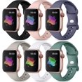 thumbnail image 1 of Paquete de 6 bandas compatibles con Apple Watch Band 40 mm, 38 mm, 44 mm, 42 mm, 41 mm, 45 mm, mujeres y hombres, pulseras de repuesto de correa deportiva impermeable de silicona suave para, 1 of 5