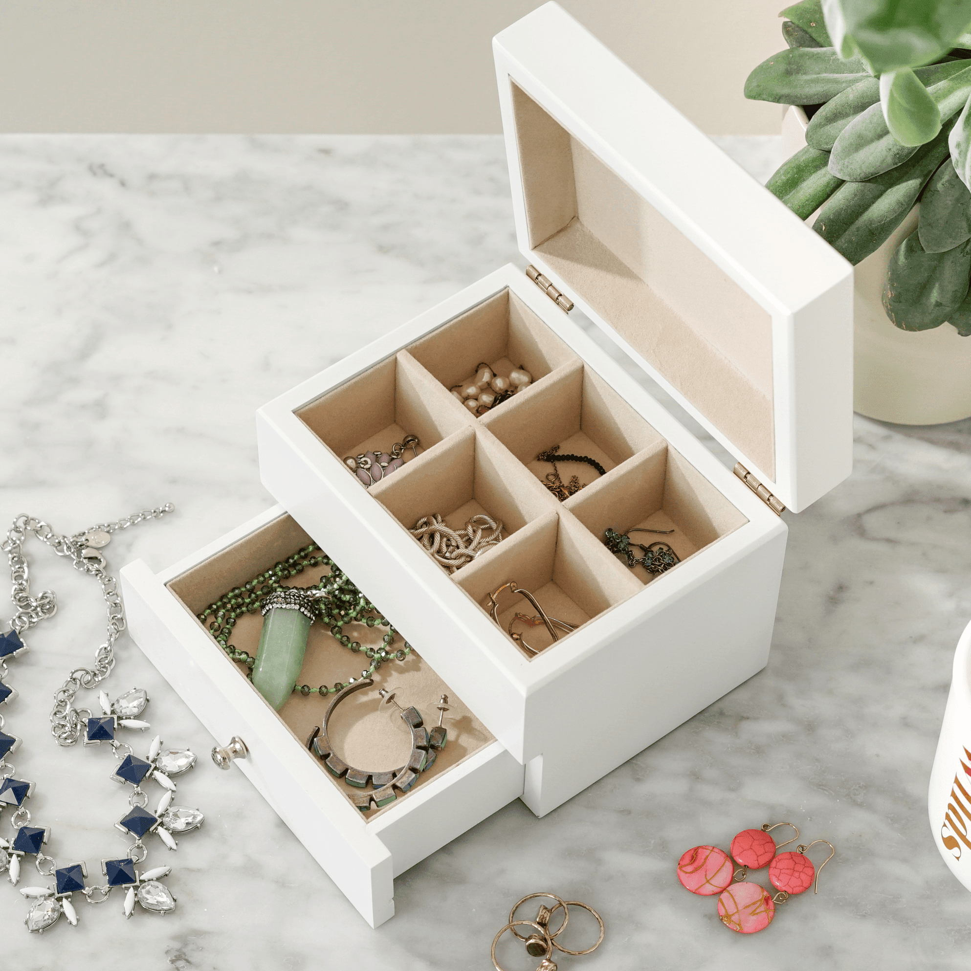 Hives and Honey White Mirrored Jewelry Box