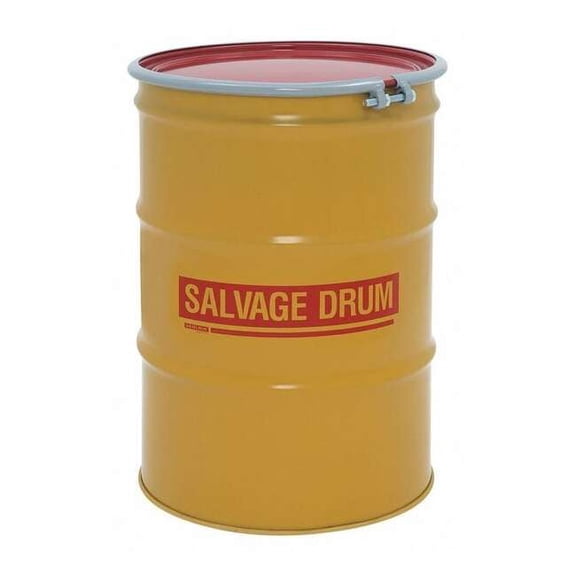 Open Head Transport Drum, Steel, 55 gal, Unlined, Yellow