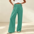 thumbnail image 5 of ClodeEU Women's High Waist Side Button Wide Leg Pants ,Casual Loose Palazzo Trousers with Pockets ,Women's Plus M, 5 of 5