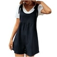 thumbnail image 3 of pstuiky Women's Jumpsuits, Solid Color Casual Short Trousers Comfy Womens Romper Navy XL, 3 of 9