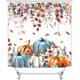 thumbnail image 2 of Juego de 4 cortinas de ducha de otoño con alfombras, cortina de ducha de tela blanca impermeable, cosecha de otoño, calabaza azul, naranja, acuarela, hojas de eucalipto, bayas botánicas, decoración, 2 of 7