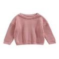 thumbnail image 1 of Infant Baby Girl Boy Knit Sweater Solid Color Oversized Crewneck Warm Pullover Sweatshrit Fall Winter Tops, 1 of 6