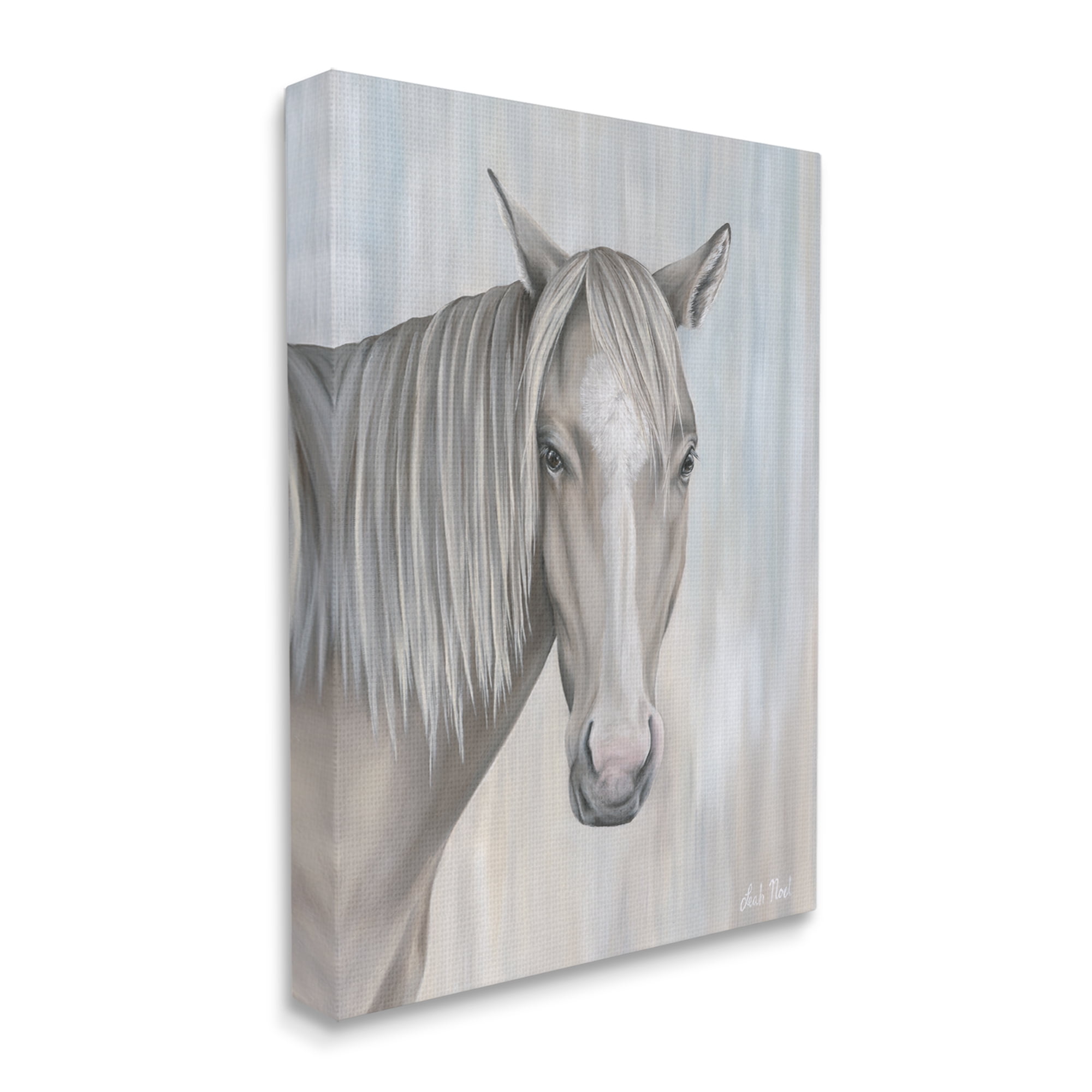 Stupell Industries Neutral Grey Horse Portrait Animals & Insects Painting Gallery Wrapped Canvas Art Print Wall Art, 24 x 30